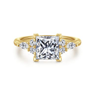 Avah - 14K Yellow Gold Princess Cut Diamond Cluster Engagement Ring