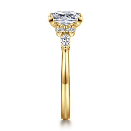 Avah - 14K Yellow Gold Princess Cut Diamond Cluster Engagement Ring