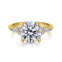 Avah - 14K Yellow Gold Round Diamond Cluster Engagement Ring