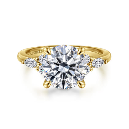 Avah - 14K Yellow Gold Round Diamond Cluster Engagement Ring