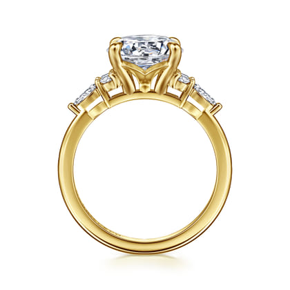 Avah - 14K Yellow Gold Round Diamond Cluster Engagement Ring