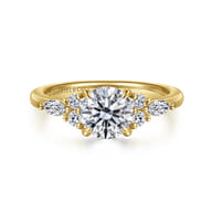 Avah - 14K Yellow Gold Round Diamond Cluster Engagement Ring