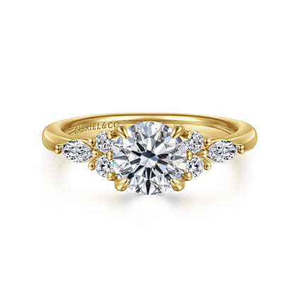 Avah - 14K Yellow Gold Round Diamond Cluster Engagement Ring