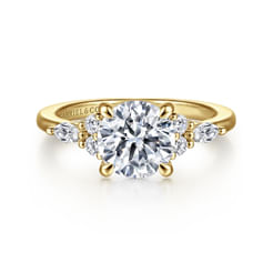 Avah - 14K Yellow Gold Round Diamond Cluster Engagement Ring