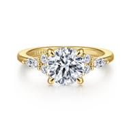 Avah - 14K Yellow Gold Round Diamond Cluster Engagement Ring