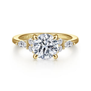 Avah - 14K Yellow Gold Round Diamond Cluster Engagement Ring