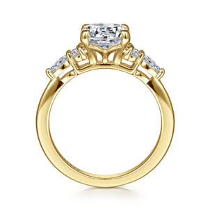 Avah - 14K Yellow Gold Round Diamond Cluster Engagement Ring
