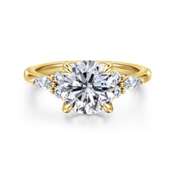 Avah - 14K Yellow Gold Round Diamond Cluster Engagement Ring