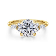 Avah - 14K Yellow Gold Round Diamond Cluster Engagement Ring