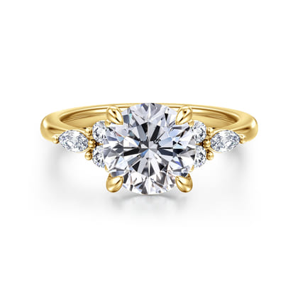 Avah - 14K Yellow Gold Round Diamond Cluster Engagement Ring