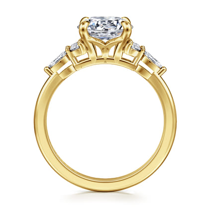 Avah - 14K Yellow Gold Round Diamond Cluster Engagement Ring