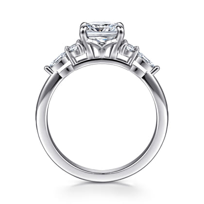Avah - 18K White Gold Cushion Cut Diamond Cluster Engagement Ring