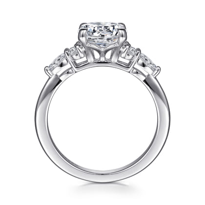 Avah - 18K White Gold Round Diamond Cluster Engagement Ring