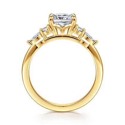 Avah - 18K Yellow Gold Cushion Cut Diamond Cluster Engagement Ring