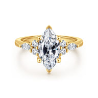 Avah - 18K Yellow Gold Marquise Diamond Cluster Engagement Ring