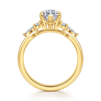 Avah - 18K Yellow Gold Marquise Diamond Cluster Engagement Ring