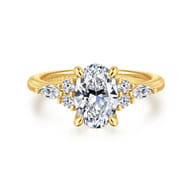 Avah - 18K Yellow Gold Oval Diamond Cluster Engagement Ring