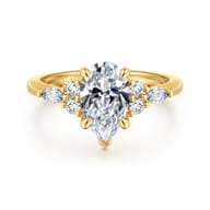 Avah - 18K Yellow Gold Pear Shape Diamond Cluster Engagement Ring
