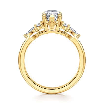 Avah - 18K Yellow Gold Pear Shape Diamond Cluster Engagement Ring