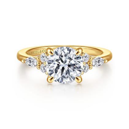 Avah - 18K Yellow Gold Round Diamond Cluster Engagement Ring