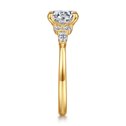 Avah - 18K Yellow Gold Round Diamond Cluster Engagement Ring