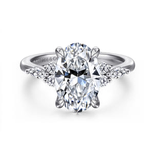 Avah - Platinum Oval Diamond Cluster Engagement Ring