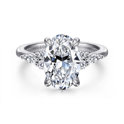 Avah - Platinum Oval Diamond Cluster Engagement Ring