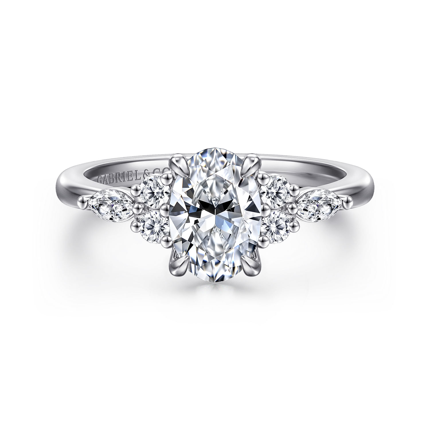 Avah - Platinum Oval Diamond Cluster Engagement Ring