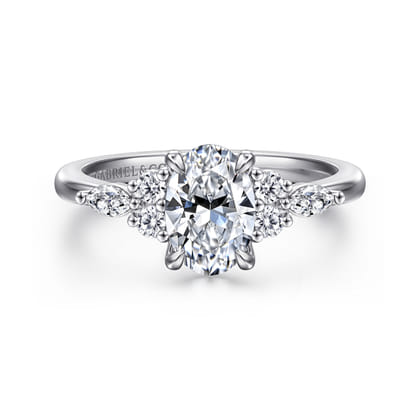 Avah - Platinum Oval Diamond Cluster Engagement Ring