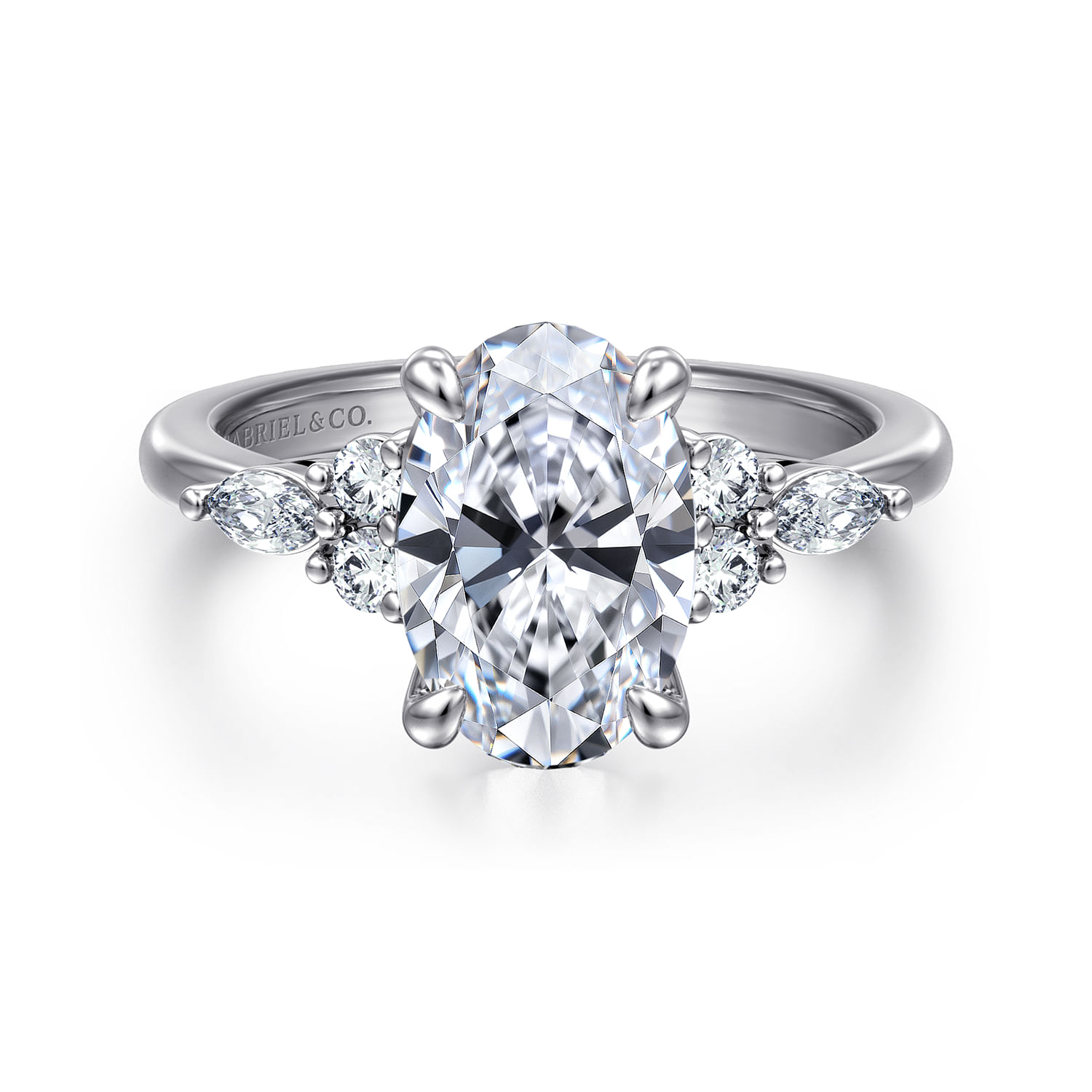 Avah - Platinum Oval Diamond Cluster Engagement Ring