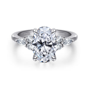 Avah - Platinum Oval Diamond Cluster Engagement Ring