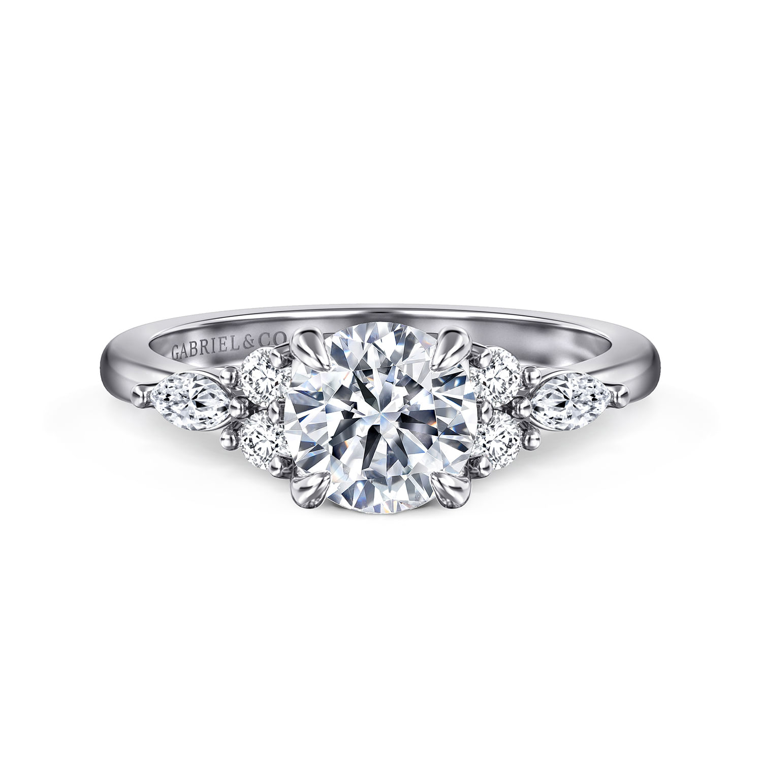 Avah - Platinum Round Diamond Cluster Engagement Ring
