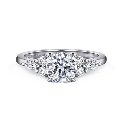 Avah - Platinum Round Diamond Cluster Engagement Ring