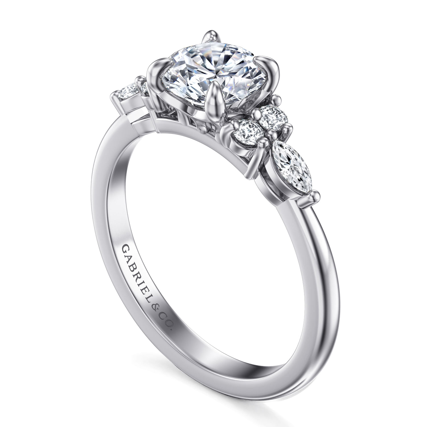 Avah - Platinum Round Diamond Cluster Engagement Ring