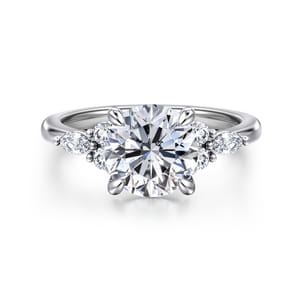 Avah - Platinum Round Diamond Cluster Engagement Ring