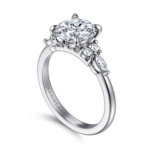 Avah - Platinum Round Diamond Cluster Engagement Ring