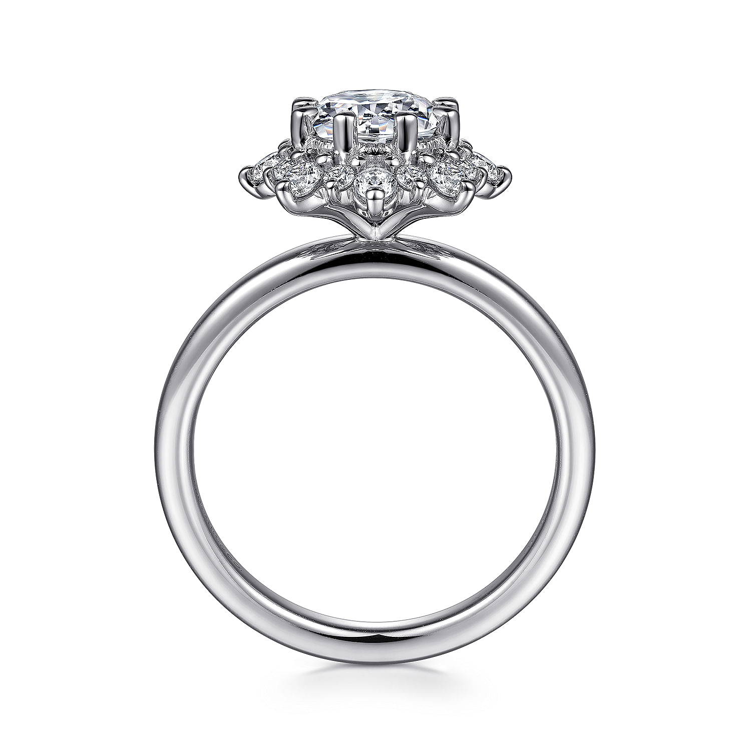 Avalynn - 14K White Gold Bursting Halo Round Diamond Engagement Ring - 0.41 ct - Shot 2