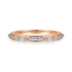 Avella - 14K Rose Gold Baguette and Princess Cut Diamond Anniversary Band