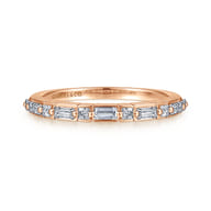 Avella - 14K Rose Gold Baguette and Princess Cut Diamond Anniversary Band