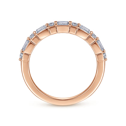 Avella - 14K Rose Gold Baguette and Princess Cut Diamond Anniversary Band