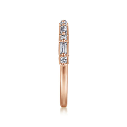 Avella - 14K Rose Gold Baguette and Princess Cut Diamond Anniversary Band