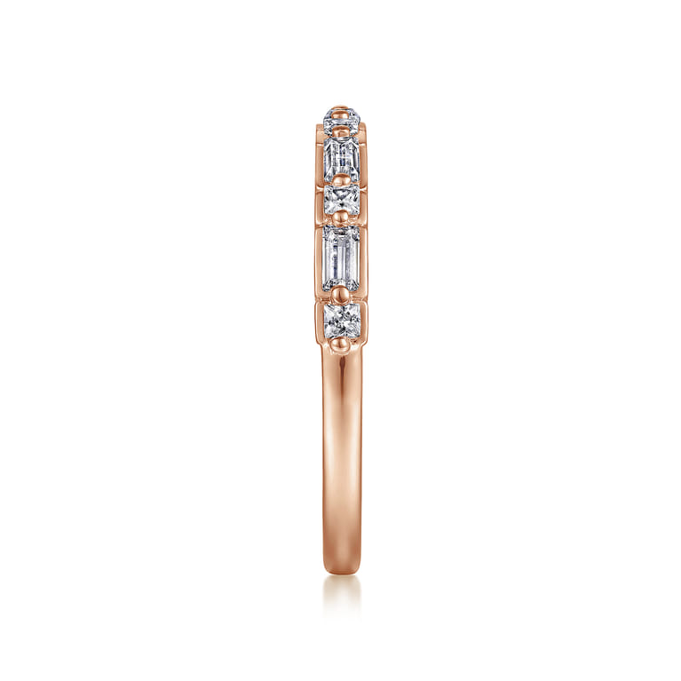 Straight Wedding Ring in 14k Rose Gold with Baguette Natural Diamond at Gabriel & Co. - Shot 4