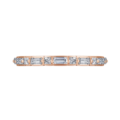 Avella - 14K Rose Gold Baguette and Princess Cut Diamond Anniversary Band