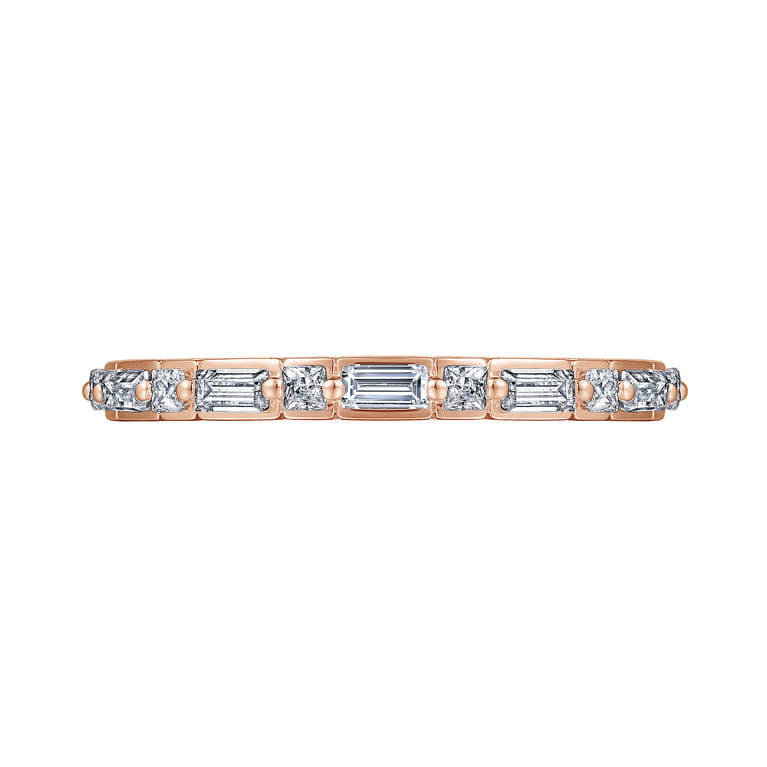 Straight Wedding Ring in 14k Rose Gold with Baguette Natural Diamond at Gabriel & Co. - Shot 6
