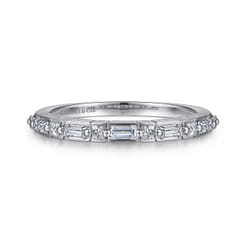 Avella - 14K White Gold Baguette and Princess Cut Diamond Anniversary Band