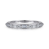 Avella - 14K White Gold Baguette and Princess Cut Diamond Anniversary Band