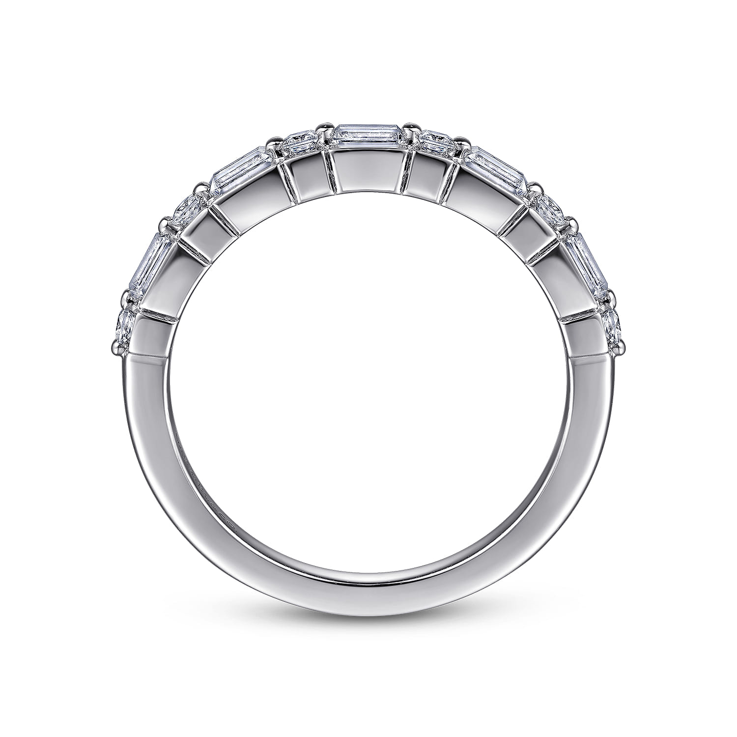 Avella - 14K White Gold Baguette and Princess Cut Diamond Anniversary Band