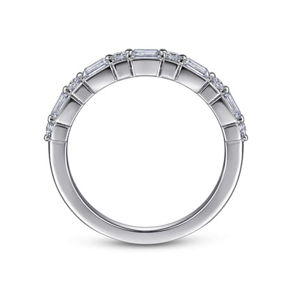 Avella - 14K White Gold Baguette and Princess Cut Diamond Anniversary Band