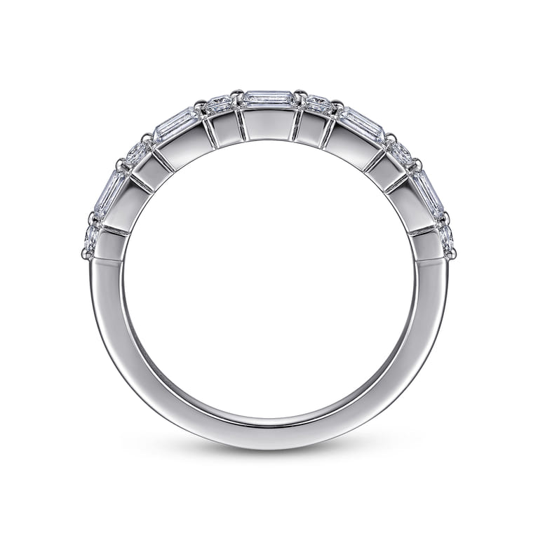 Straight Wedding Ring in 14k White Gold with Baguette Natural Diamond at Gabriel & Co. - Shot 2