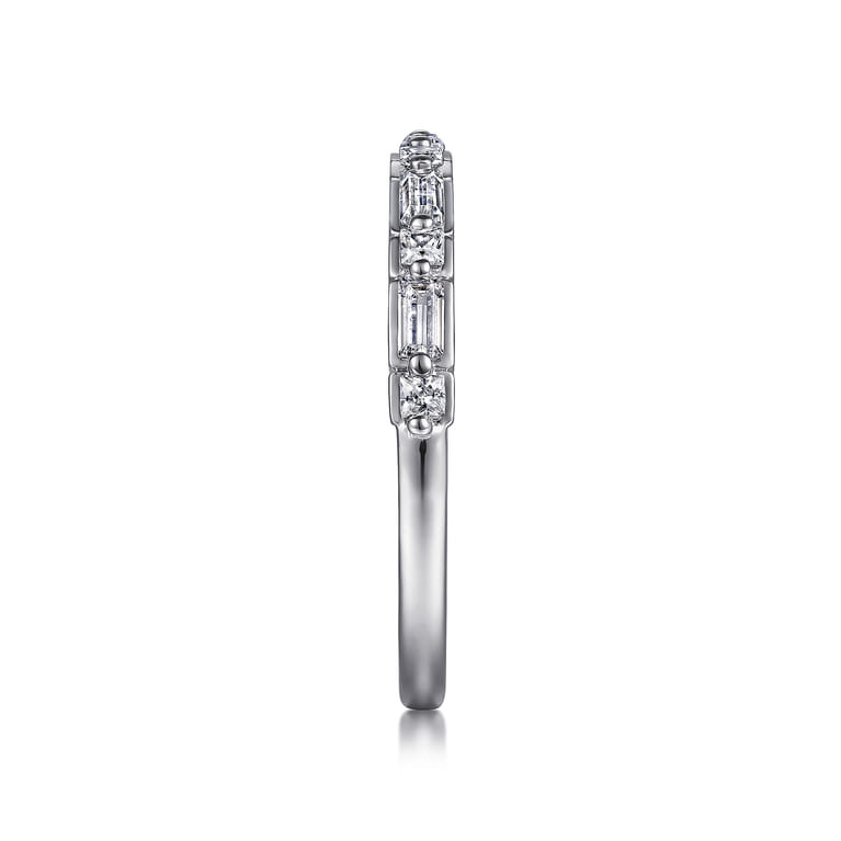 Straight Wedding Ring in 14k White Gold with Baguette Natural Diamond at Gabriel & Co. - Shot 4